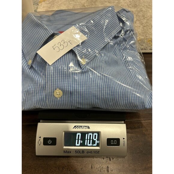 Izod Blue Gingham Long Sleeve Button Front Shirt Sz 2XL Career Business Casual - Picture 9 of 9